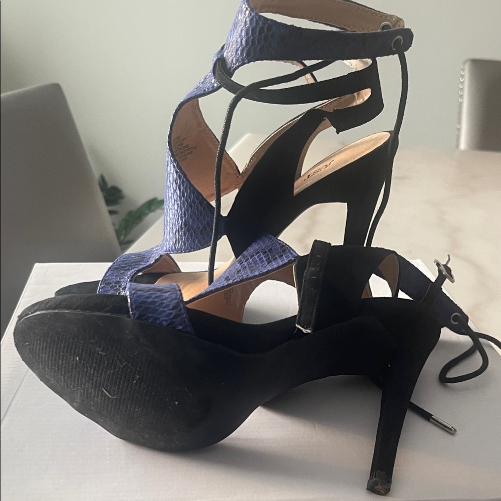JustFab Black and Blue Strappy Heels
